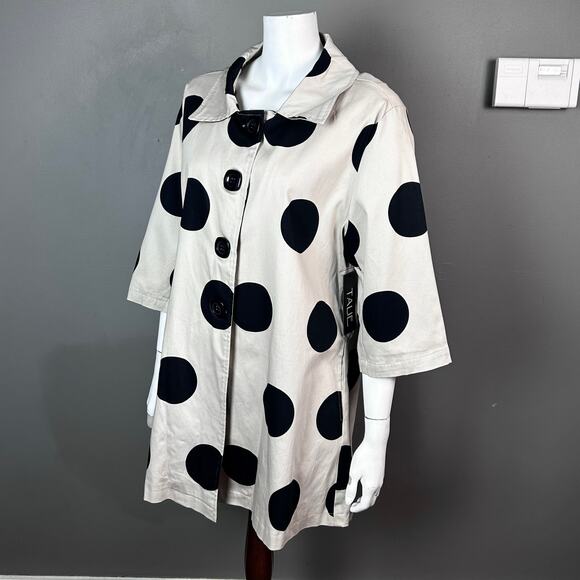 Talie jacket large NWT trench spring cotton polka dot lightweight neutrals - Picture 1 of 13